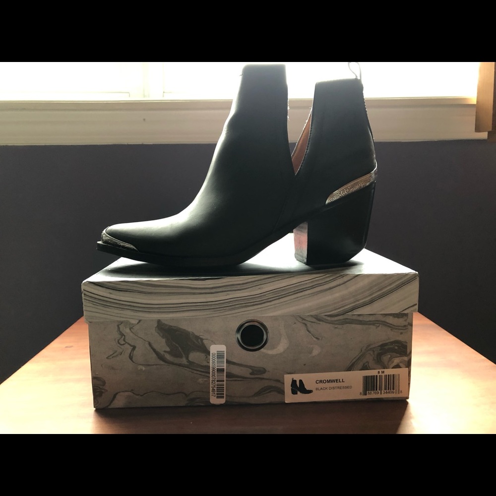 Jeffrey Campbell Cromwell Black Distressed Booties